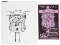 Maximilians Motorcycle Club - original drawing for Slim's show poster with signed poster
