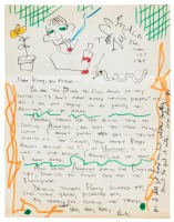 Letter from Charles Bukowski to Kirby Congdon with original artwork