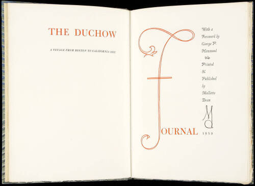 The Duchow Journal. A Voyage from Boston to California 1852