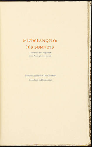 Michelangelo: His Sonnets
