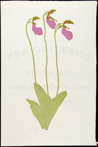 Orchids - linoleum-block print