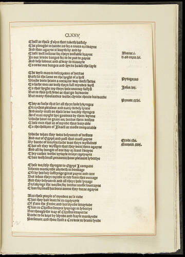 An Original Leaf from the First Edition of Alexander Barclay's English Translation of Sebastian Grant's "Ship of Fools," printed by Richard Pynson in 1509