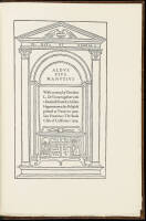 Aldus Pius Manutius. With an essay by Theodore Low De Vinne together with a leaf from the Aldine Hypnertomachia Poliphili printed at Venice in 1499