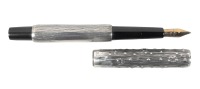 No. 412 "Tree Trunk" Custom Sterling Silver Overlay Eyedropper-Filler Fountain Pen by Nathan Tardif