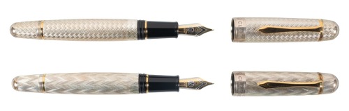 Classic Pens [CP8] "Flamme and Vannerie" Pair of Sterling Silver Limited Edition Fountain Pens by Murelli