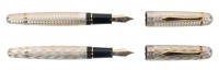 Classic Pens [CP8] "Flamme and Vannerie" Pair of Sterling Silver Limited Edition Fountain Pens by Murelli