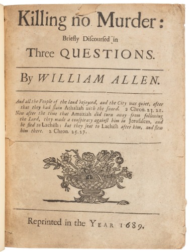 Killing no Murder: Briefly Discoursed in Three Questions