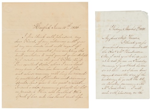 Two letters from Lydia H. Sigourney
