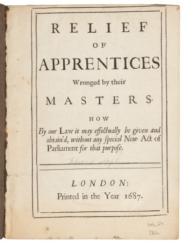 Relief of Apprentices Wronged by their Masters