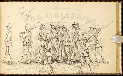 Sketch Book with 39 original pen-&-ink drawings and 12 watercolors of scenes and people in South Africa during the Second Boer War