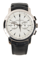 Patrimony 18K White Gold Manual Wind Chronograph Wristwatch with Exhibition Back, Ref. 47192