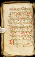 Manuscript Breviary in red ink on vellum, with initials in red and blue