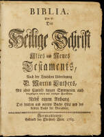 Biblia Das Ist: Die Heilige Schrift Altes Und Neues Testaments, Nach Der Deutschen Uebersetzung D.Martin Luthers Mit Jedes Capitels Furtzen Summarien, Auch Bengefugten Vielen Und Richtigen Parallelen