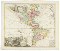 Americ&aelig; tam Septentrionalis quam Meridionalis in Mappa Geographica Delineatio
