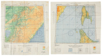 Five US Army Air Force pilot silk escape maps of East Asia from World War II