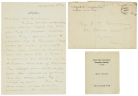 Autograph letter from Edith Roosevelt with free franked envelope