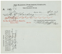 Check endorsed by Warren G. Harding as President