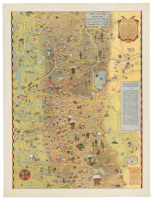 Mother Lode Map, incorporating mother lodes of California and Nevada, scenes of the "Romantic Days of Gold"