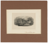 Engraved vignette of the White House signed by Eleanor Roosevelt