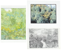 Three psychedelic landscape prints signed by Lee Conklin