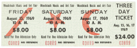 Woodstock 3 day admission ticket and Yasgur Farms ephemera