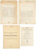 Four author's offprints of papers by Albert Einstein on the lives and works of major physicists