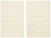 Two notes signed by Pierre Loti