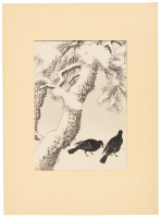 Two Crows and Snowy Pine Tree [from] Bird and Flower Albums (Keinen Kacho Gafu)