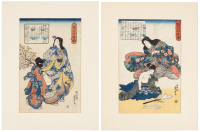 Five woodblock prints by Kuniyoshi
