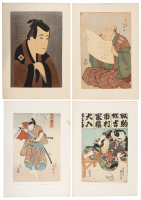 Ten Japanese woodblock prints of kabuki actors