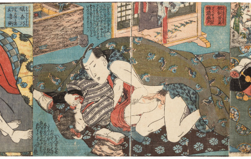 Scroll of 10 Japanese shunga prints