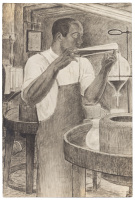 Sketch for Industries of California fresco mural at San Francisco's Coit Tower