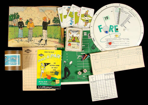 Three vintage Golf board games, a deck of Kargo (Golf) Cards, and a Ham Fisher puzzle