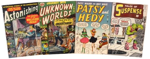 Lot of Four ATLAS/MARVEL Comics: ASTONISHING No. 10, JOURNEY INTO UNKNOWN WORLDS No. 10, PATSY and HEDY No. 2, TALES OF SUSPENSE No. 37