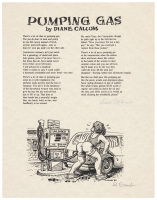 "Pumping Gas" Poetry Broadside with Illustration by R. Crumb * Signed