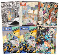 RAW Nos. 1, 2, 5, 8, Read Yourself RAW, The Narrative Corpse, Elvis Zombies, Gary Panter & Charles Burns * Lot of 11 Items