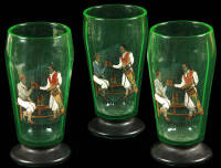 19th Hole - three glasses with hand-painted decorative image