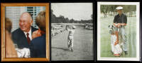 Three framed photographs of Ben Hogan, and signed