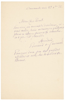 Autograph note signed by Edmond de Goncourt to Porel