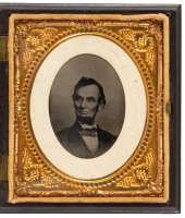 Tintype portrait of Abram Lincoln in union case