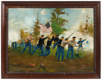 Oil painting of a Civil War battle