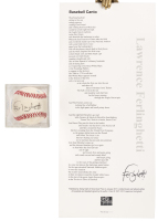 Baseball Canto - broadside poem, with signed baseball