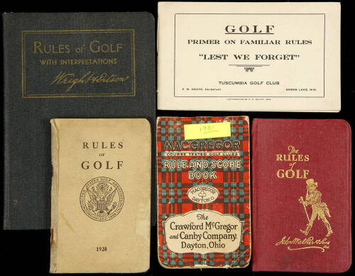 Five volumes on the rules of Golf from the 1920s and 1930s