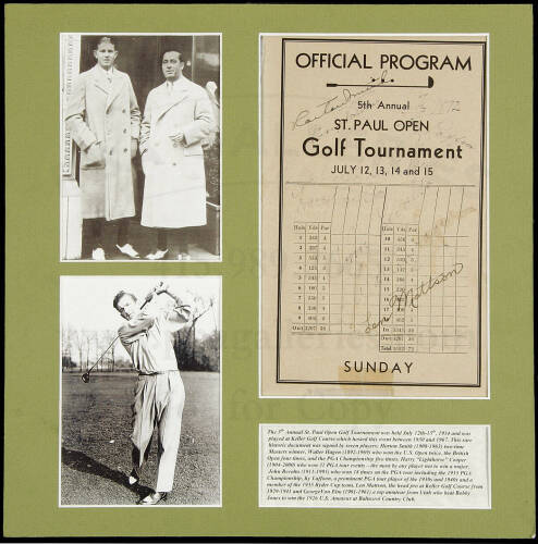 Signed by Horton Smith, Walter Hagen, and five others - official program for the 5th Annual St. Paul Open