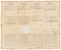 Ship's Papers for the whaling ship "Pacific", signed by John Tyler as President of the United States and Secretary of State Daniel Webster