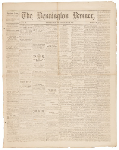Election of Abraham Lincoln reported in "The Bennington Banner" newspaper