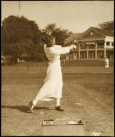 Vintage photograph of Joyce Wethered at the driving range