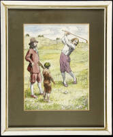 Golf in Olden Time - frame hand-colored print