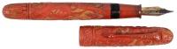 [JAPANESE LACQUER]: Carved Red Japanese Lacquer Vintage Fountain Pen, Flowers and Bamboo