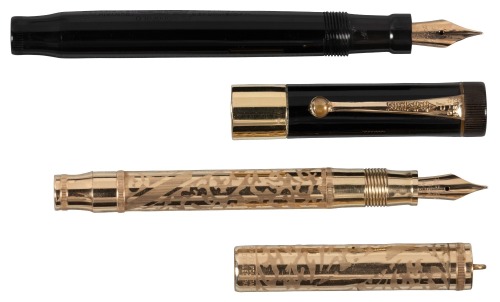 PARKER: Gold-Filled Ring-Top [and] Lady Duofold Black Hard Rubber * Lot of Two Small Fountain Pens